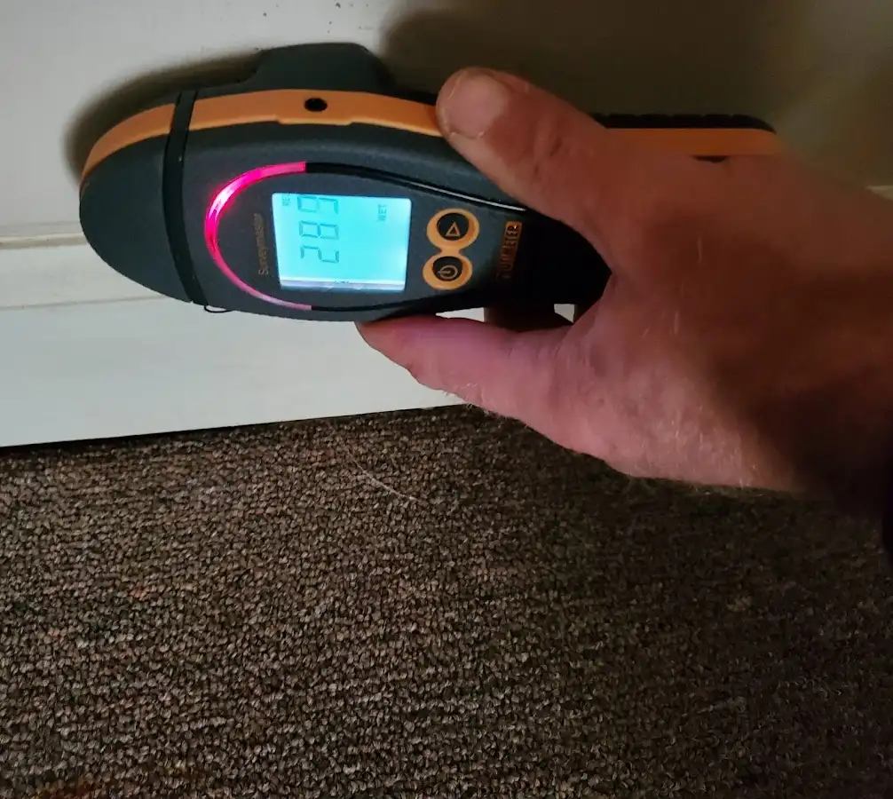 Moisture detection at baseboard during Sewage Cleanup & Sanitation in Tega Cay
